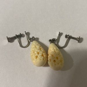 Vintage carved ivory earrings